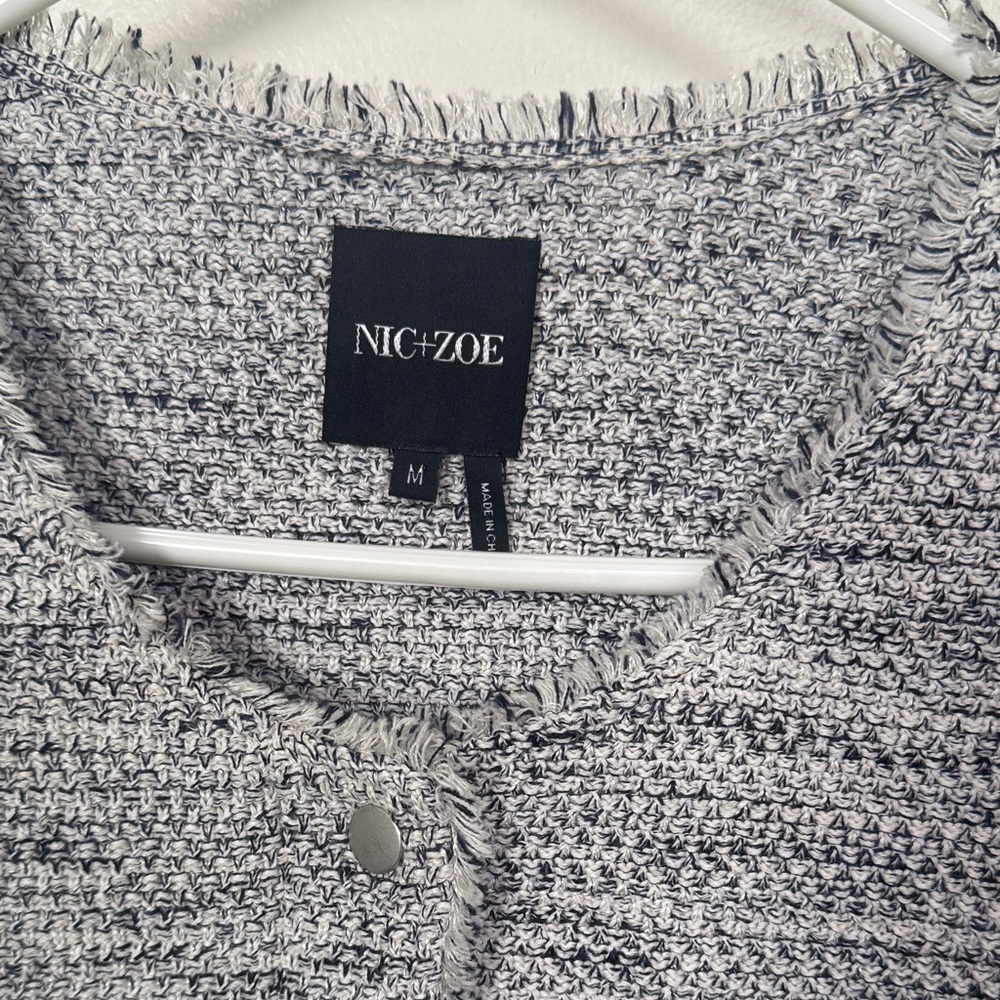 NIC+ZOE Gray and Cream Knit Cardigan
